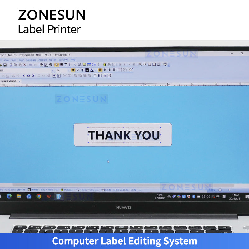 ZONESUN ZS-RPR01 Thermal Transfer Barcode Label Printer with Automatic Rewinder for Roll Labels