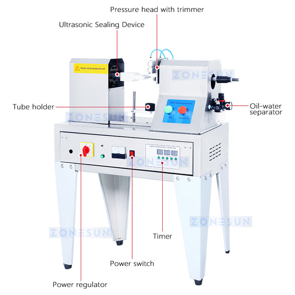 ZONESUN ZS-QDFM125 Ultrasonic Tube Sealer with Cutter & Date Coding
