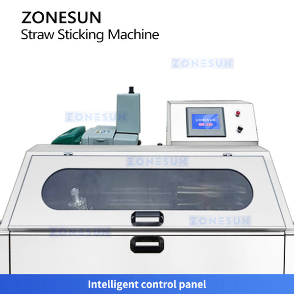 ZONESUN ZS-SZT1 Automatic Milk Beverage Straw Pasting Machine Straw Applicator