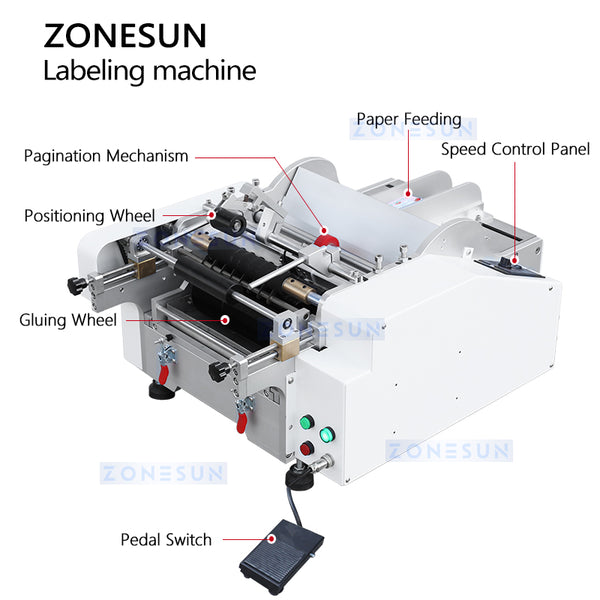 ZONESUN ZS-JTB10 Semi-Automatic Wet Glue Labeler for Round Bottles