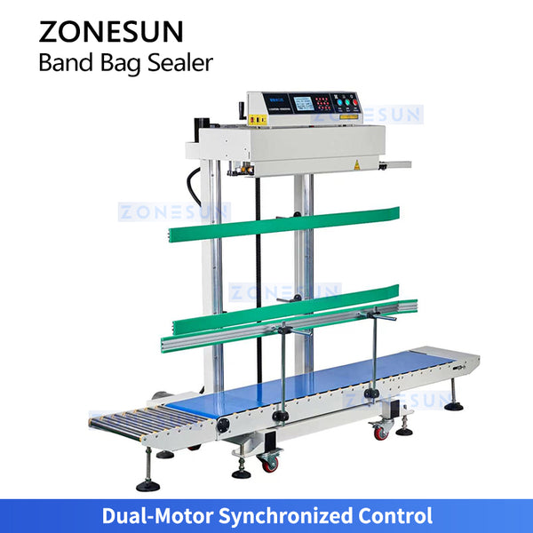 ZONESUN ZS-LWC350L Dual-Motor Vertical Continuous Band Sealer for Large and Heavy Bags