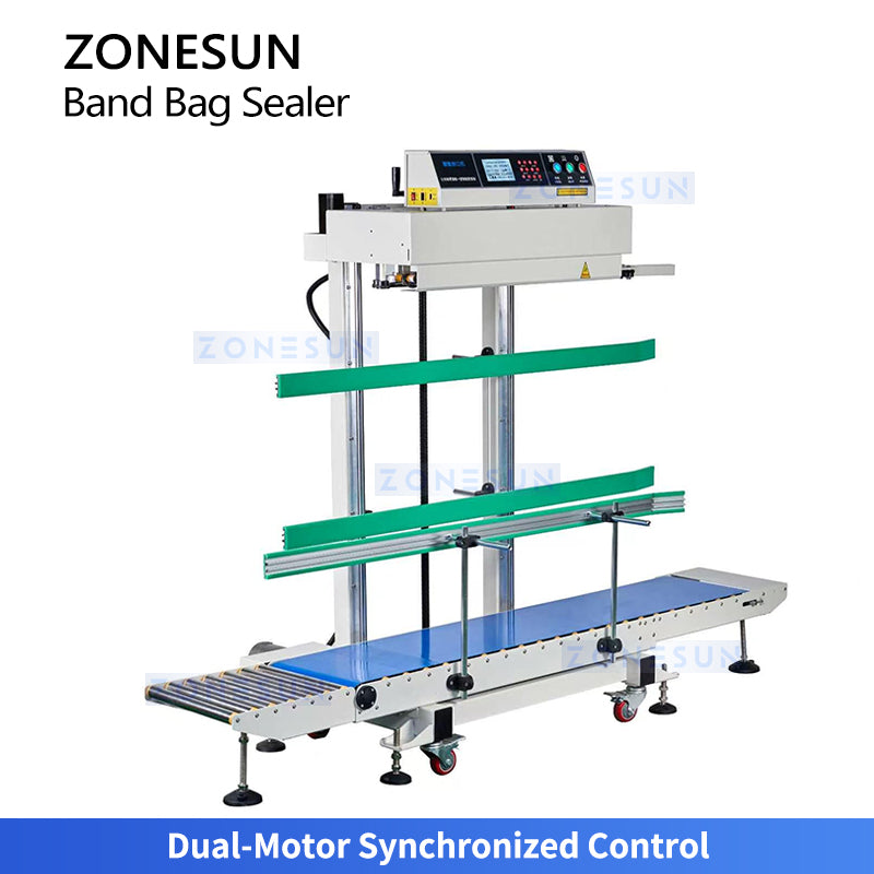 ZONESUN ZS-LWC350L Dual-Motor Vertical Continuous Band Sealer for Large and Heavy Bags