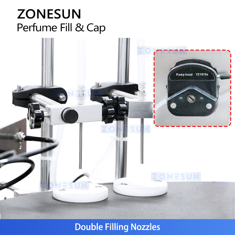 ZONESUN ZS-AFC17 Automatic Perfume Filling and Capping Monobloc Machine with Dual Peristaltic Pumps for EDT EDP Vial Packaging