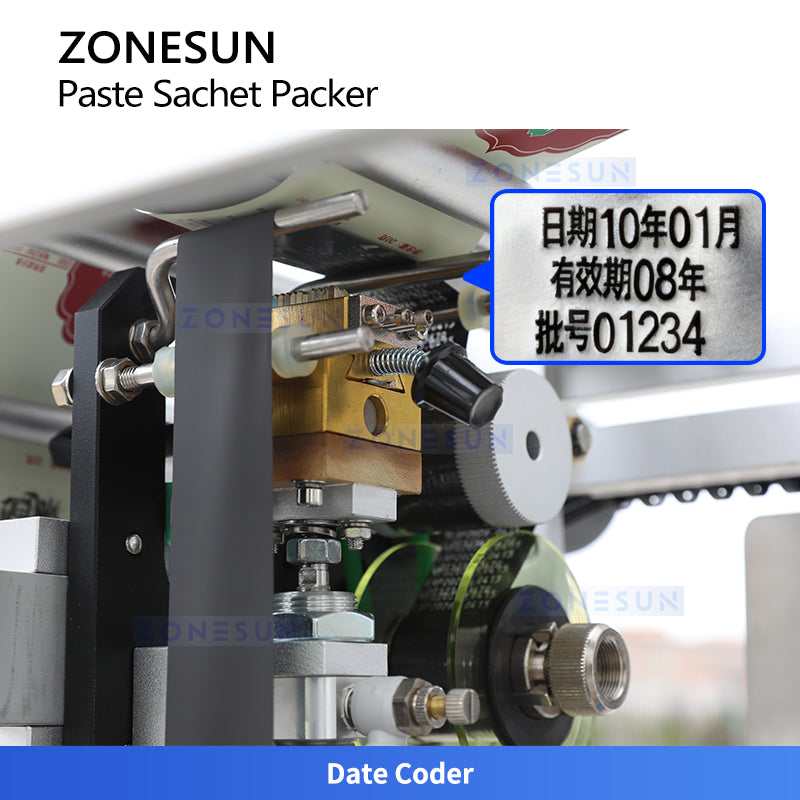 ZONESUN ZS-FS240L Paste Sachet Packing Machine for Food, Cosmetic & Pharma Products