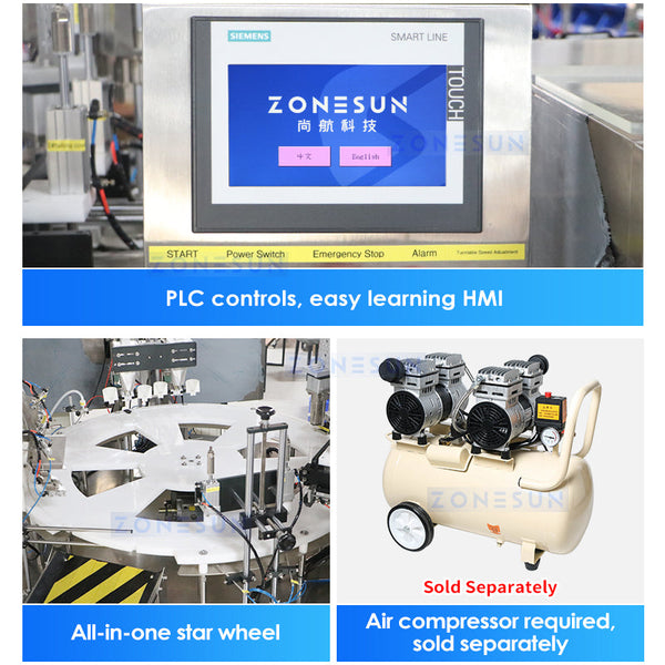 ZONESUN ZS-AFC21 Automatic Perfume Peristaltic Pump Liquid Spray Bottle Filling Capping Machine