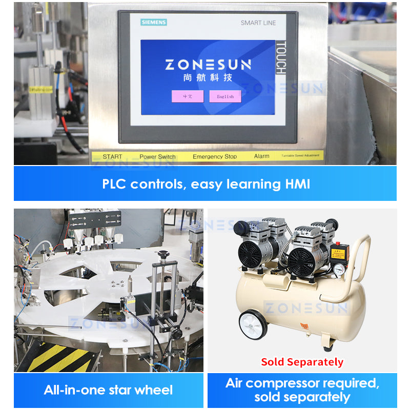 ZONESUN ZS-AFC21 Automatic Perfume Peristaltic Pump Liquid Spray Bottle Filling Capping Machine