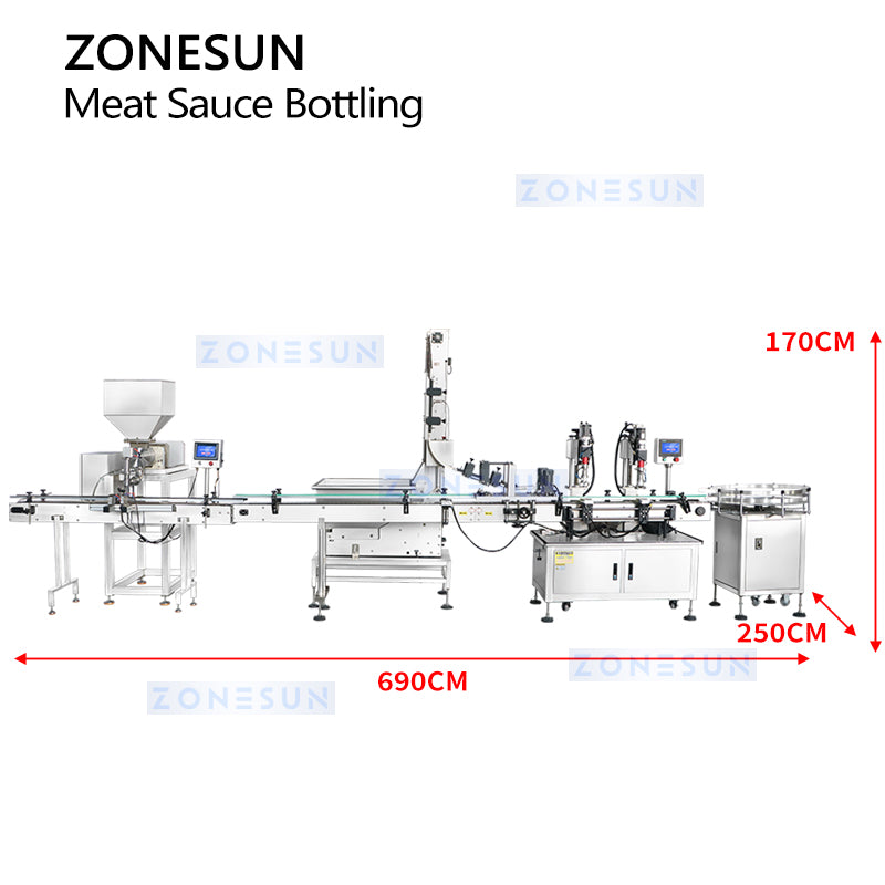 ZONESUN ZS-FAL180B5 Automatic Meat Sauce Paste Filling Capping Production Line