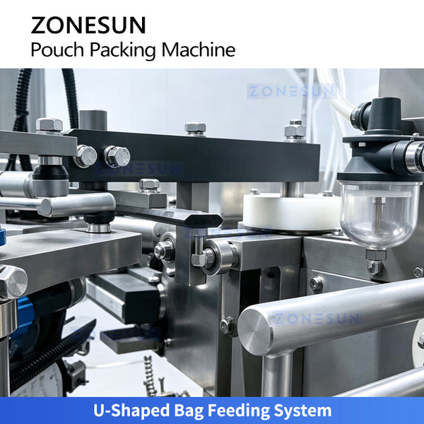 ZONESUN ZS-SPFC8 Automatic Dual Channel Pouch Packing Machine for Flat Bags Zipper Bags and Stand-Up Pouches
