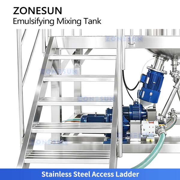 ZONESUN ZS-EM2 300L Emulsifying Mixing Tank with Anchor Scraper Agitator High-Speed Emulsifier and Dual Rotor Pumps for Food Cosmetic and Pharmaceutical Production