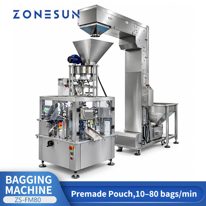 ZONESUN ZS-FM80 6 Station Premade Pouch Packaging Machine Measuring Filling Sealing Equipment