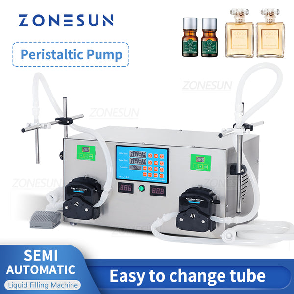 ZONESUN ZS-YTPP2W Semi-automatic 2 Nozzles Peristaltic Pump Liquid Filling Machine
