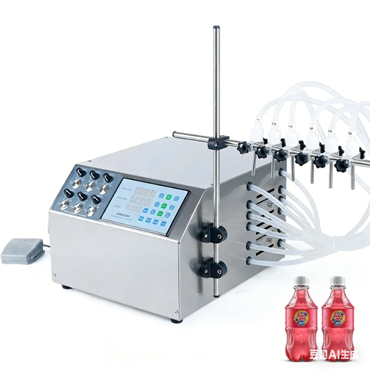 ZONESUN ZS-DPYT6P Máquina de llenado de líquidos con bomba de diafragma semiautomática de 6 boquillas