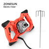 ZONESUN  Electric Cement Mixer Stirrer Adjustable 6-Speed Handheld Concrete Mixer for Mortars Paint Mud Grout