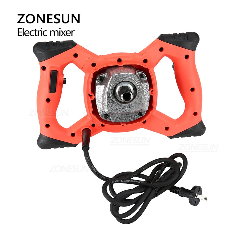 ZONESUN  Electric Cement Mixer Stirrer Adjustable 6-Speed Handheld Concrete Mixer for Mortars Paint Mud Grout