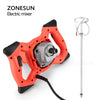 ZONESUN  Electric Cement Mixer Stirrer Adjustable 6-Speed Handheld Concrete Mixer for Mortars Paint Mud Grout