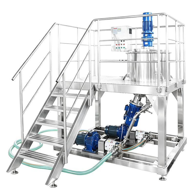 ZONESUN ZS-EM2 300L Emulsifying Mixing Tank with Anchor Scraper Agitator High-Speed Emulsifier and Dual Rotor Pumps for Food Cosmetic and Pharmaceutical Production