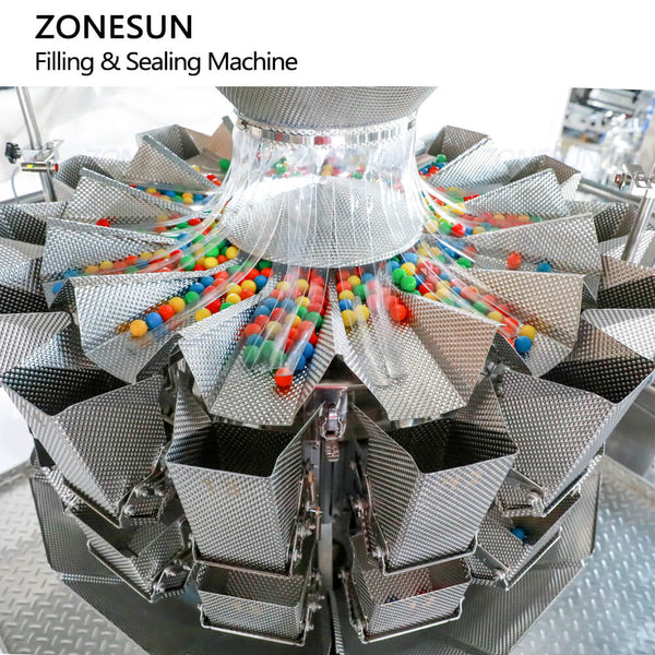 ZONESUN ZS-GW14 Vertical 14 Heads Dried Fruit Nuts Granule Grain Weighing Filling Sealing Packaging Machine