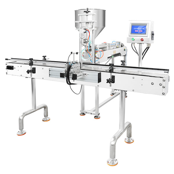 ZONESUN ZS-GY1C Pneumatic Paste & Liquid Filling Machine with Conveyor