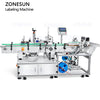 ZONESUN ZS-TB822Y Automatic Front Side & Bottom Side Labeling Machine For Luncheon Meat Round Metal Cans Coemstic Bottle Canned