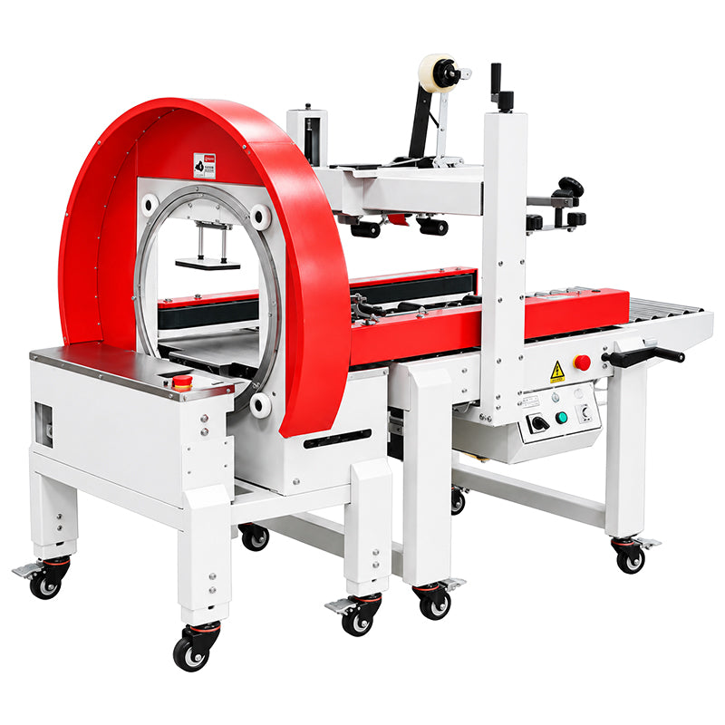 ZONESUN ZS-TFX5050 Automatic Carton Tape Sealing and 360° Orbital Wrapping Machine