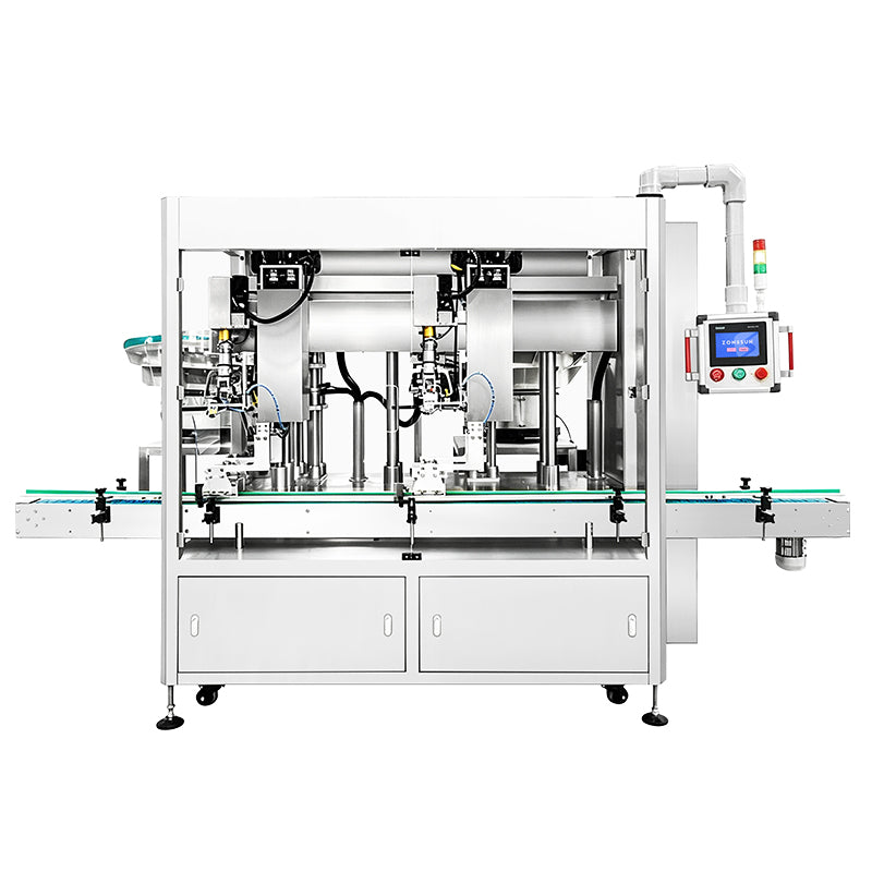 ZONESUN ZS-VTXG3 Dual Head Automatic Pump Cap Capping Machine with Tracking System for Lotion, Serum, Disinfectant Liquid Bottles