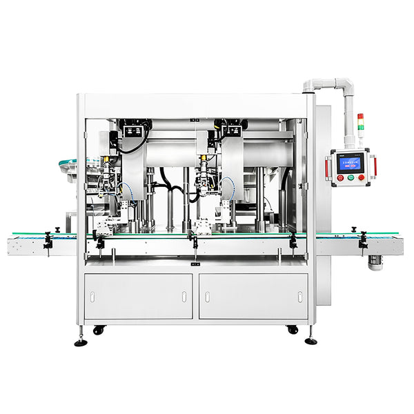 ZONESUN ZS-VTXG3 Dual Head Automatic Pump Cap Capping Machine with Tracking System for Lotion, Serum, Disinfectant Liquid Bottles