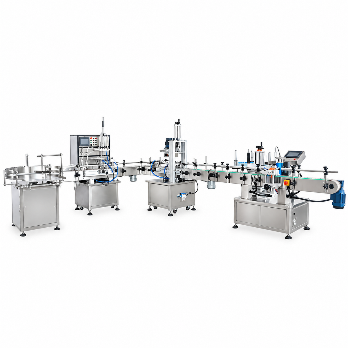 ZONESUN 4 Nozzles Liquid Filling Capping And Round Bottle Labeling  Production Line