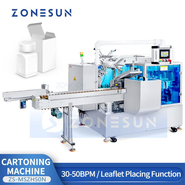 ZONESUN ZS-MSZH50N Automatic Cartoning Machine with Leaflet Insertion Box Packing Line for Cosmetics Electronics