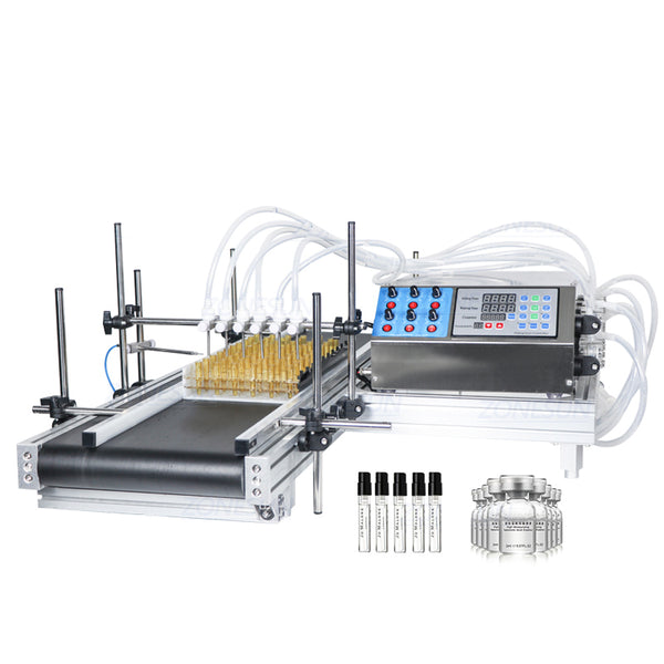 ZONESUN ZS-DTPP6B Desktop 6 Heads Peristaltic Pump Liquid Filling Machine With Conveyor