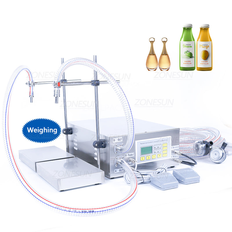 ZONESUN ZS-DP622W Dual-Nozzle Diaphragm Liquid Weighing Filling Machine 20kg
