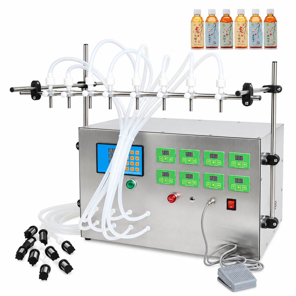 ZONESUN ZS-DPYT8P Digital Control 8 Nozzles Diaphragm Pump Liquid Filling Machine