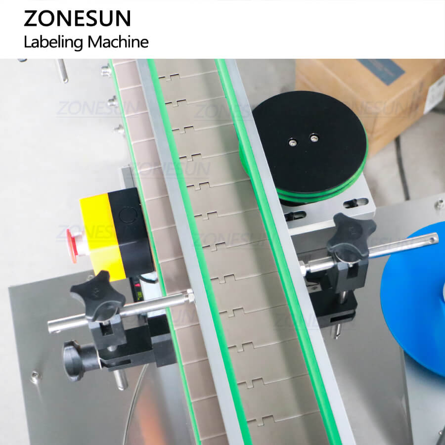 ZONESUN ZS-TB822Y Automatic Front Side & Bottom Side Labeling Machine For Luncheon Meat Round Metal Cans Coemstic Bottle Canned