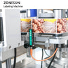 ZONESUN ZS-TB822Y Automatic Front Side & Bottom Side Labeling Machine For Luncheon Meat Round Metal Cans Coemstic Bottle Canned