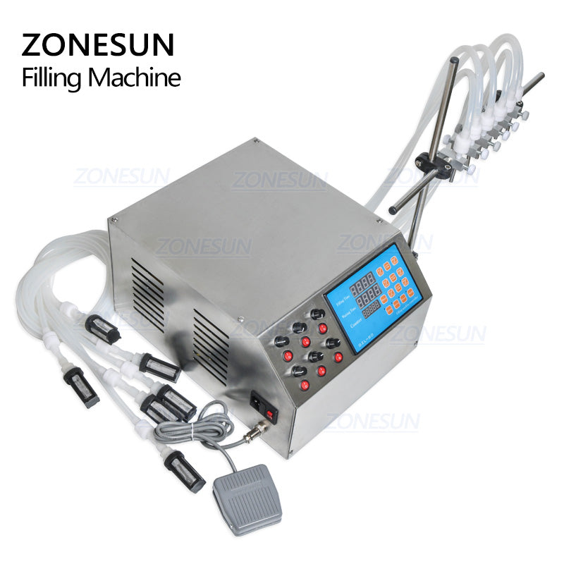 ZONESUN ZS-YTDP6 6 Nozzles Diaphragm Pump Liquid Filling Machine For Perfume Water Juice