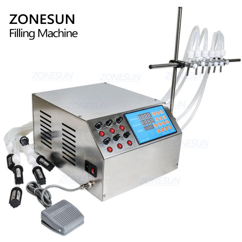 ZONESUN ZS-YTDP6 6 Nozzles Diaphragm Pump Liquid Filling Machine For Perfume Water Juice