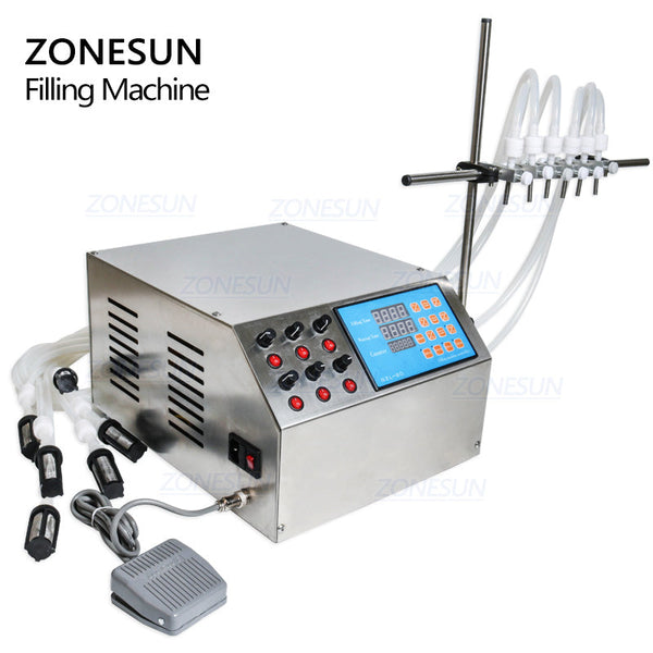 ZONESUN ZS-YTDP6 6 Nozzles Diaphragm Pump Liquid Filling Machine For Perfume Water Juice