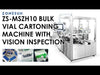 Vertical loading vial cartoning machine