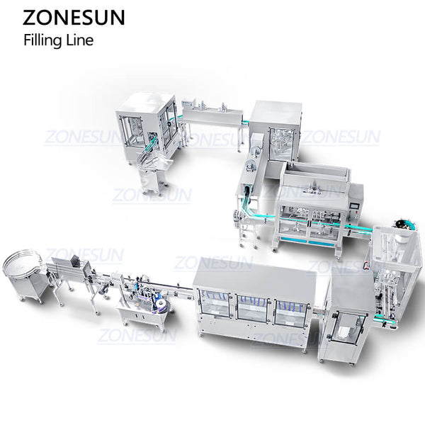 ZONESUN ZS-FALU2 Automatic Wine Liquor Filing  T-cork Capping Labeling Machine Production Line