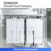 Vacuum extraction and heat sealing system on the ZONESUN ZS-AFS210V premade pouch packaging machine