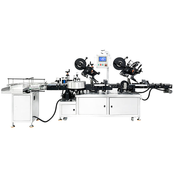 ZONESUN ZS-TB700D top, bottom and side labeling machine on a white background