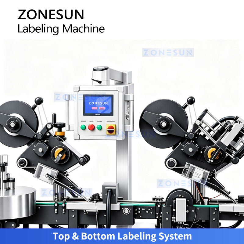 Independent top and bottom labeling heads on the ZS-TB700D