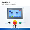 Touchscreen control panel on the ZS-YG200A for operating parameter adjustment and vial crimping control