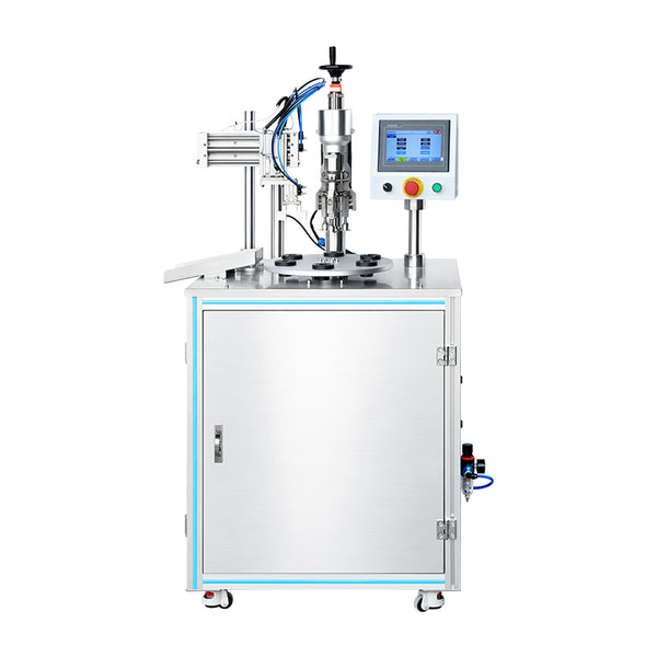 Full view of the ZONESUN ZS-YG200A semi-automatic vial crimping machine on a white background