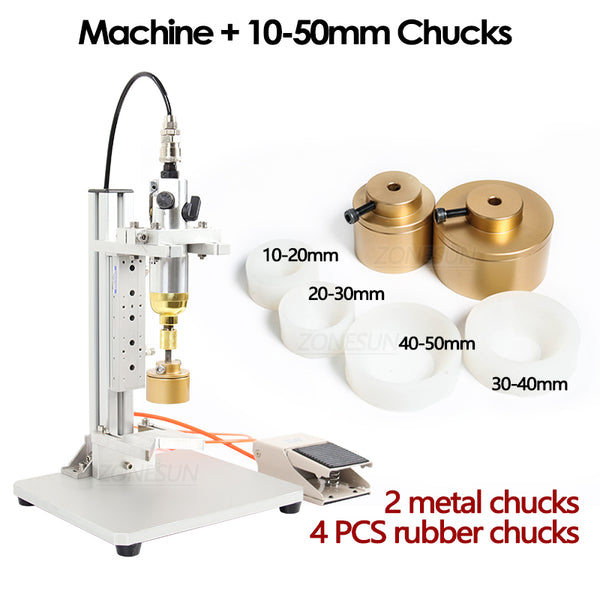 ZONESUN ZS-XGPZ1 Tabletop Pneumatic Capping Machine - with 10-50mm chucks