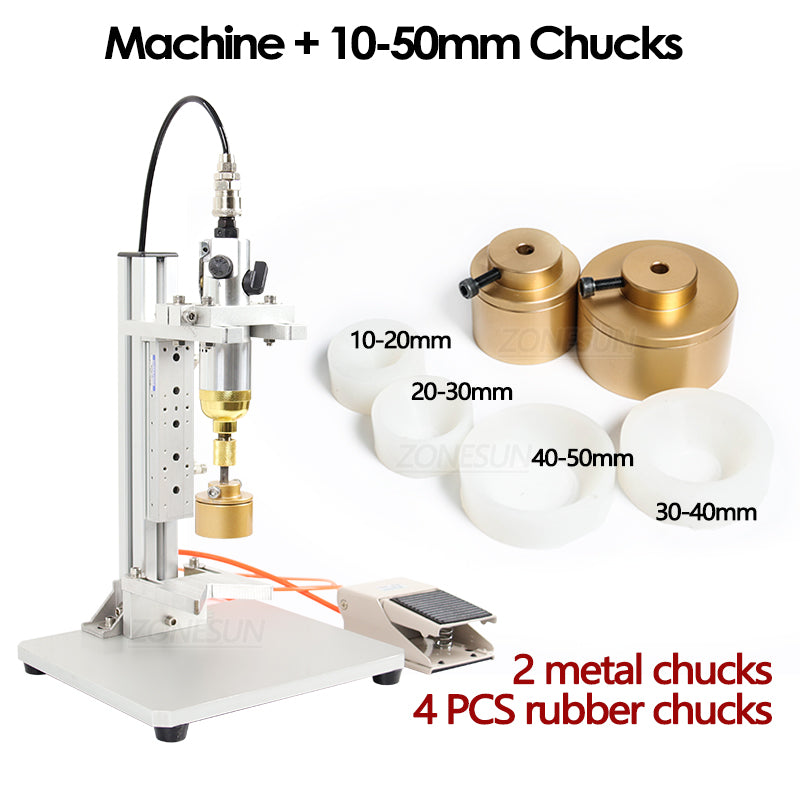 ZONESUN ZS-XGPZ1 Tabletop Pneumatic Capping Machine - with 10-50mm chucks