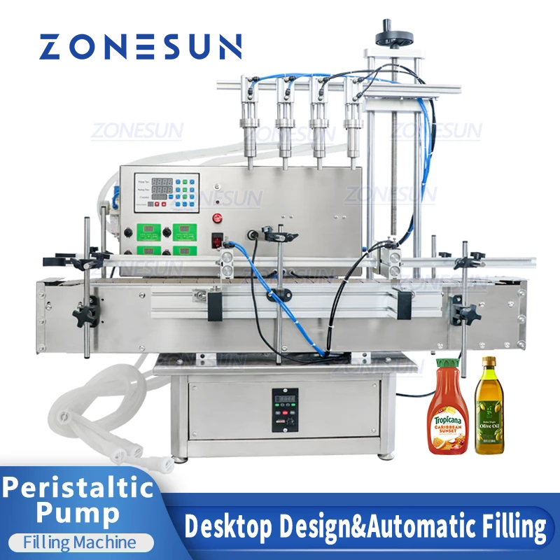 ZONESUN ZS-DTPP4E Pneumatic 4 Nozzles Peristaltic Pump Liquid Filling Machine