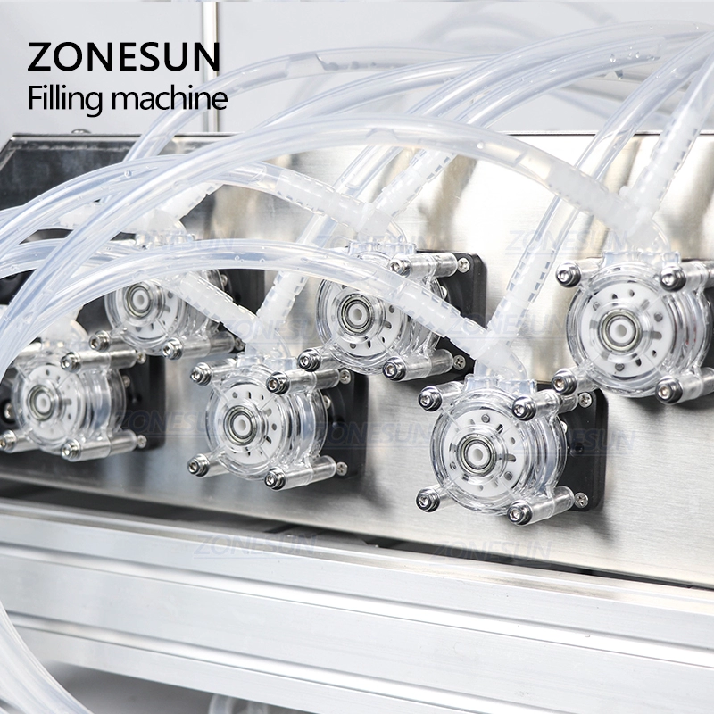 ZONESUN ZS-DTPP6B Desktop 6 Heads Peristaltic Pump Liquid Filling Machine With Conveyor