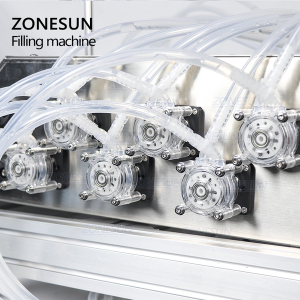 ZONESUN ZS-DTPP6B Desktop 6 Heads Peristaltic Pump Liquid Filling Machine With Conveyor