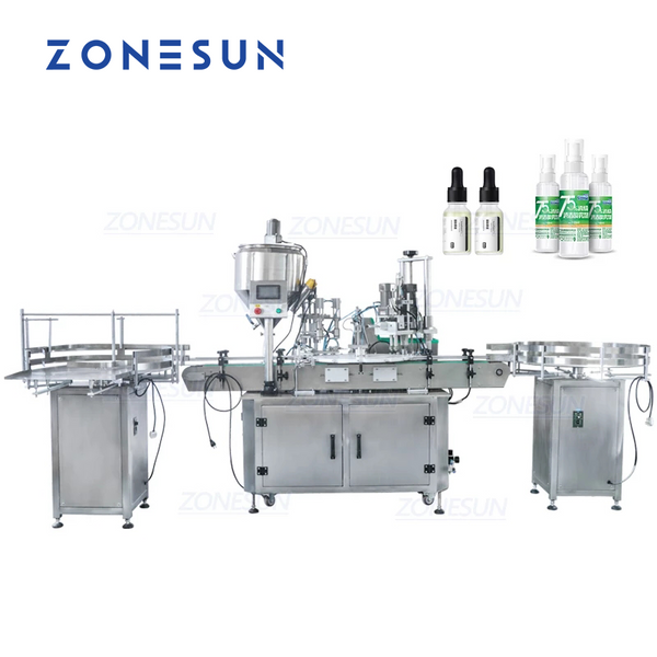 Máquina de llenado y tapado de líquidos para botellas de viales pequeños ZONESUN con descifrador de botellas