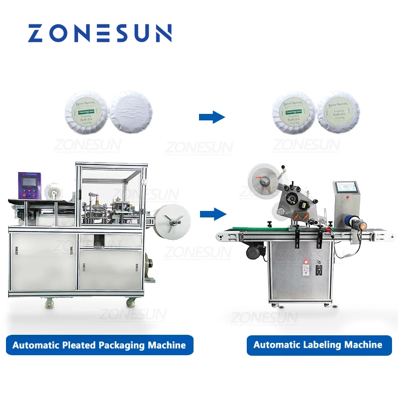 ZONESUN Automatic Pleated Wrapping And Flat Labeling Machine